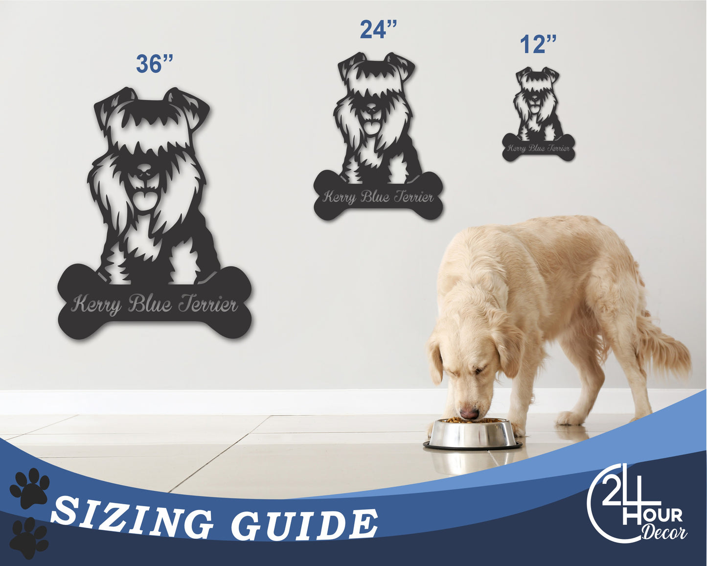 Custom Metal Kerry Blue Terrier Wall Art - Metal Dog Breed Sign - 20+ Color Options - Up to 46"