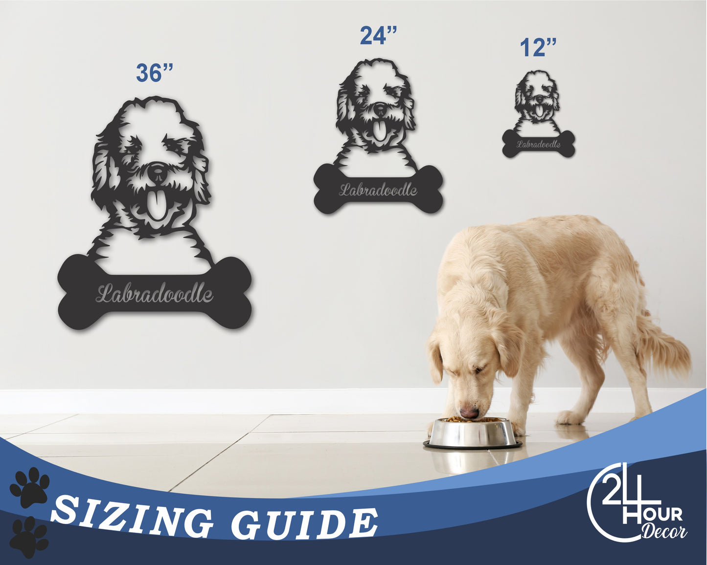 Custom Metal Labradoodle Wall Art - Metal Dog Breed Sign - 20+ Color Options - Up to 46"
