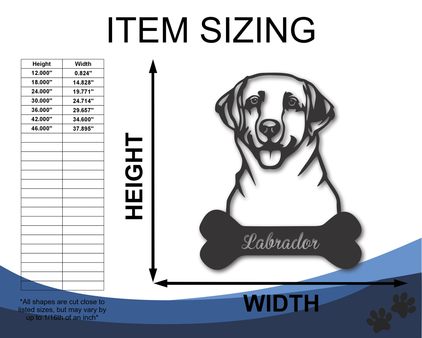 Custom Metal Labrador Wall Art - Metal Dog Breed Sign - 20+ Color Options - Up to 46"