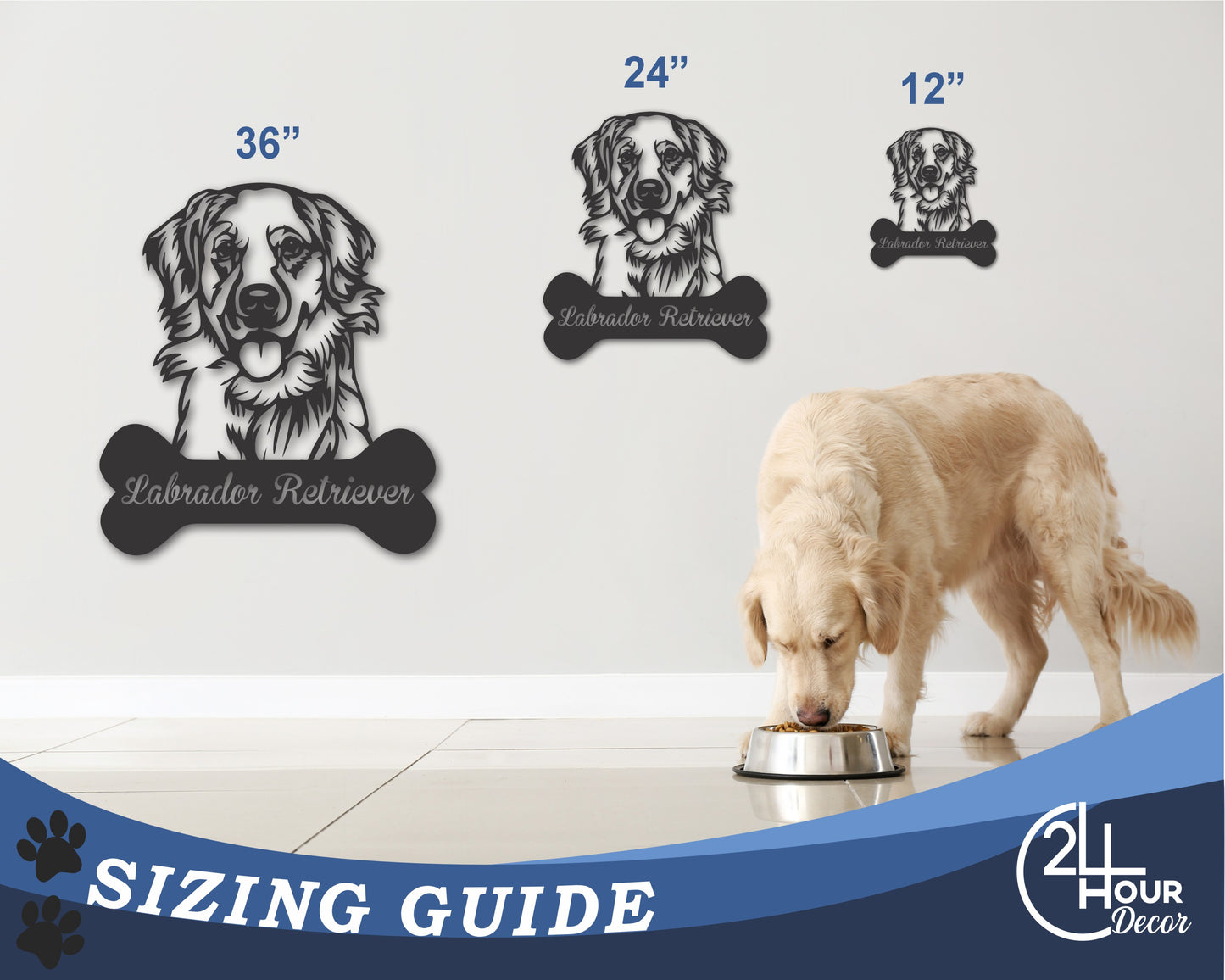 Custom Metal Labrador Retriever Wall Art - Metal Dog Breed Sign - 20+ Color Options - Up to 46"