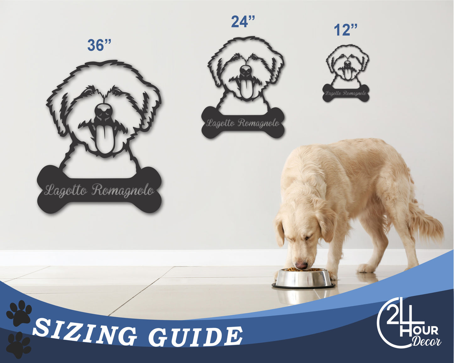 Custom Metal Lagotto Romagnolo Wall Art - Metal Dog Breed Sign - 20+ Color Options - Up to 46"