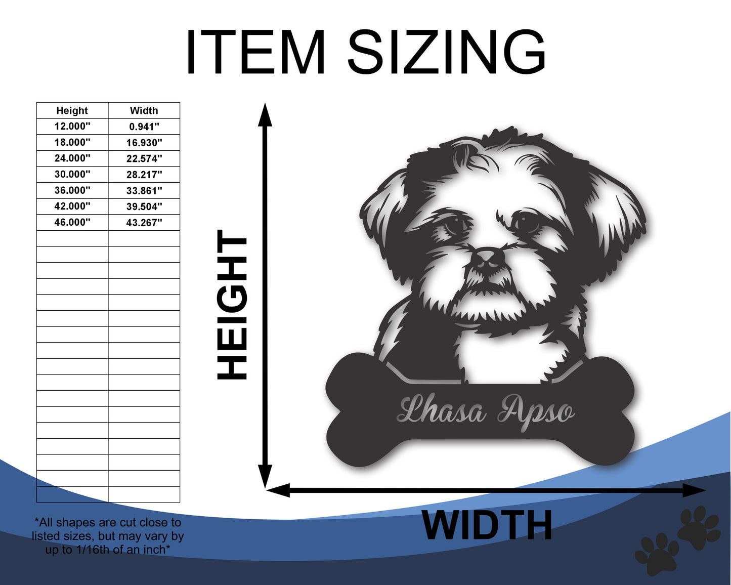 Custom Metal Lhasa Apso Wall Art - Metal Dog Breed Sign - 20+ Color Options - Up to 46"