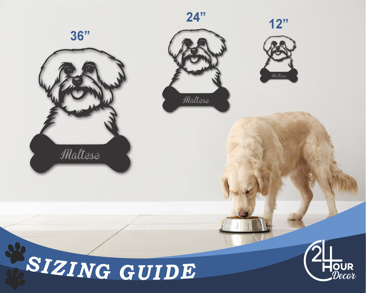Custom Metal Maltese Wall Art - Metal Dog Breed Sign - 20+ Color Options - Up to 46"