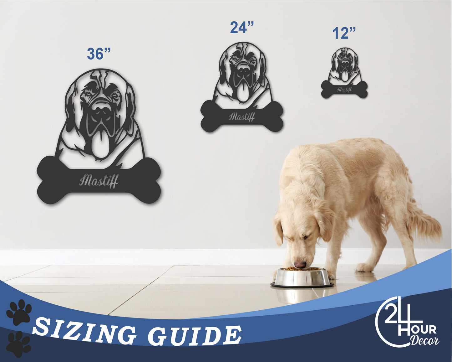 Custom Metal Mastiff Wall Art - Metal Dog Breed Sign - 20+ Color Options - Up to 46"