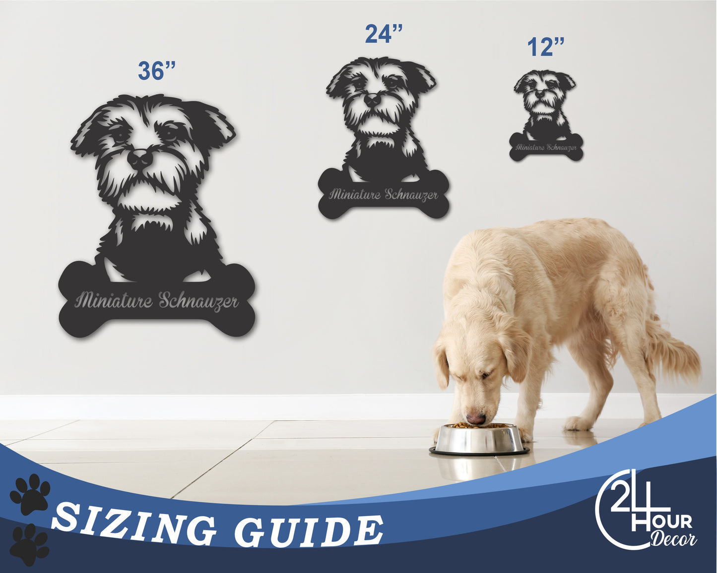 Custom Metal Miniature Schnauzer Wall Art - Metal Dog Breed Sign - 20+ Color Options - Up to 46"