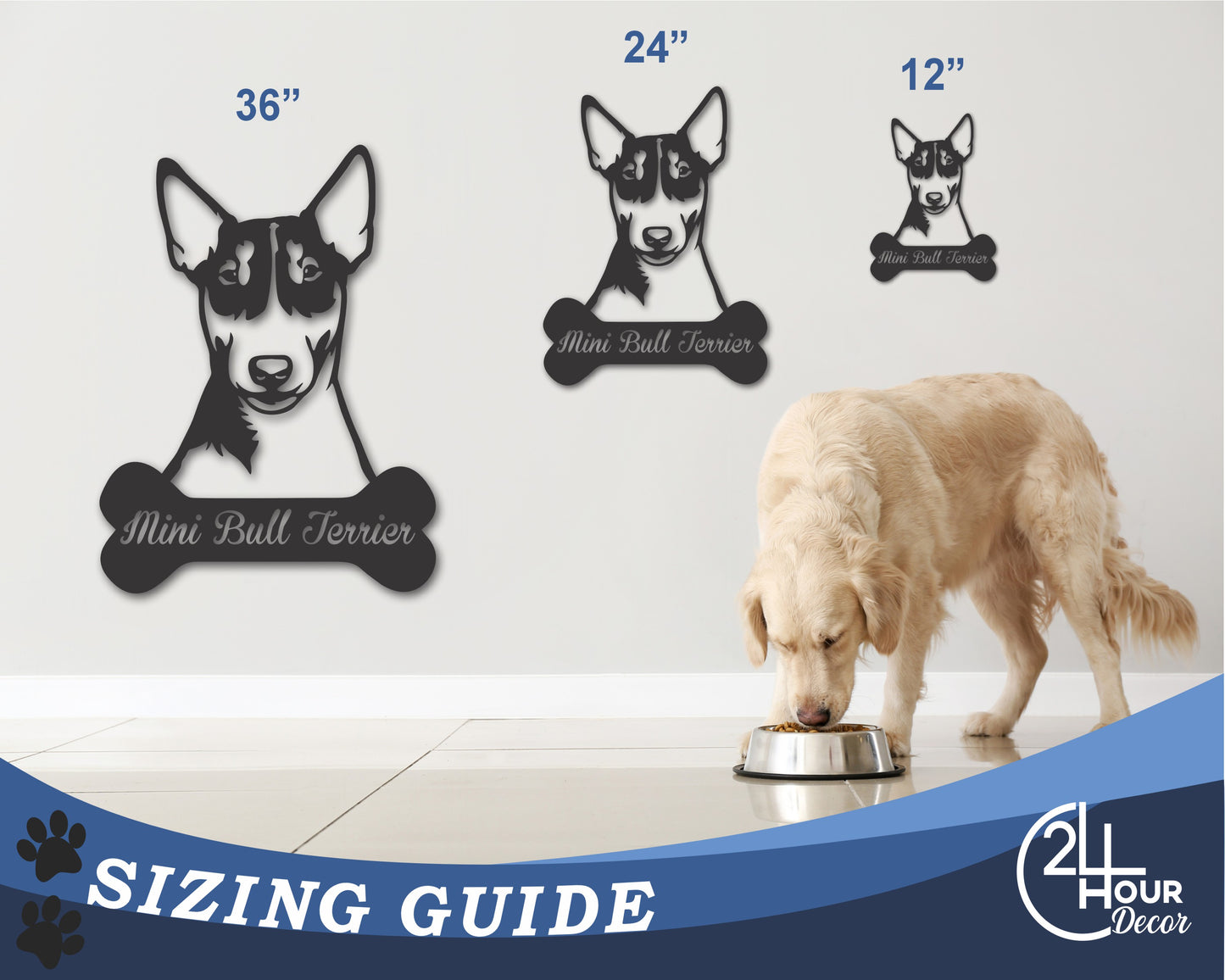 Custom Metal Mini Bull Terrier Wall Art - Metal Dog Breed Sign - 20+ Color Options - Up to 46"