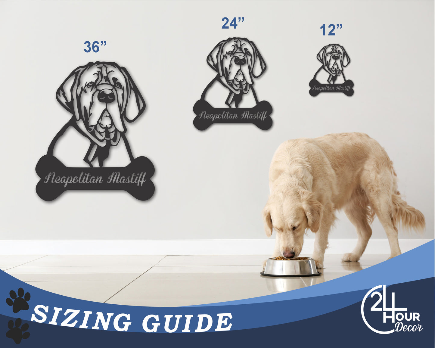 Custom Metal Neapolitan Mastiff Wall Art - Metal Dog Breed Sign - 20+ Color Options - Up to 46"