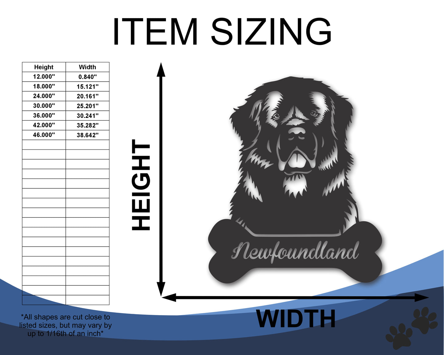 Custom Metal Newfoundland Wall Art - Metal Dog Breed Sign - 20+ Color Options - Up to 46"