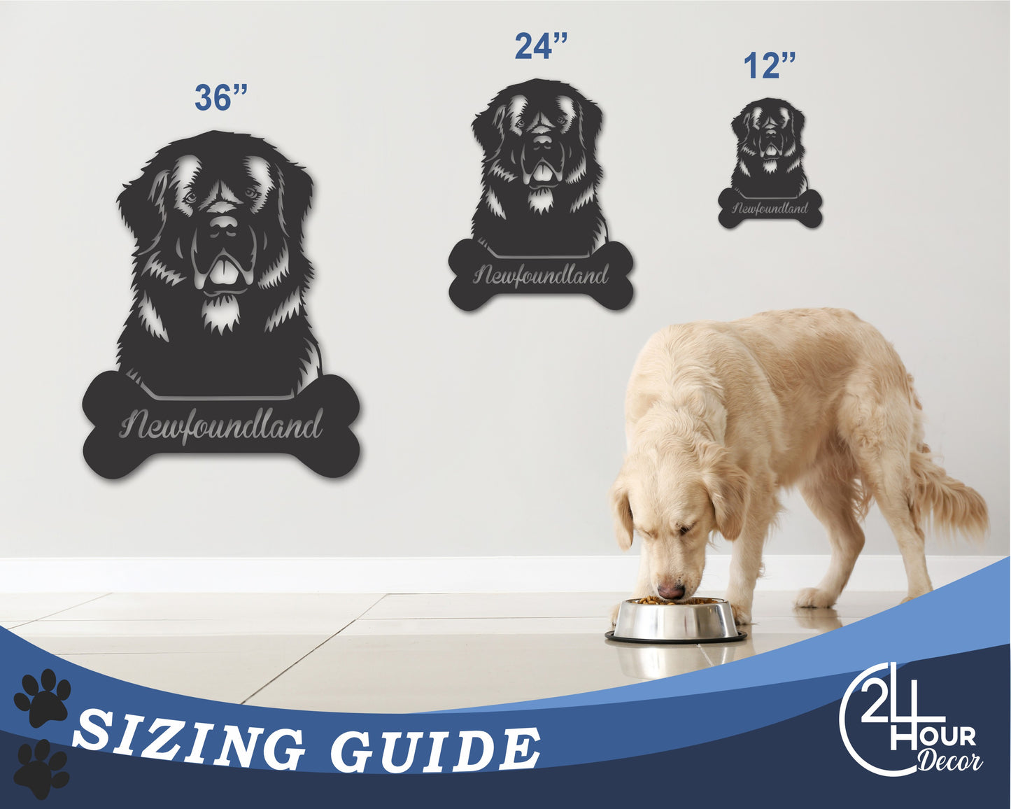 Custom Metal Newfoundland Wall Art - Metal Dog Breed Sign - 20+ Color Options - Up to 46"