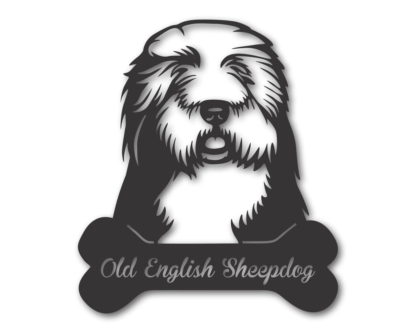 Custom Metal Old English Sheepdog Wall Art - Metal Dog Breed Sign - 20+ Color Options - Up to 46"