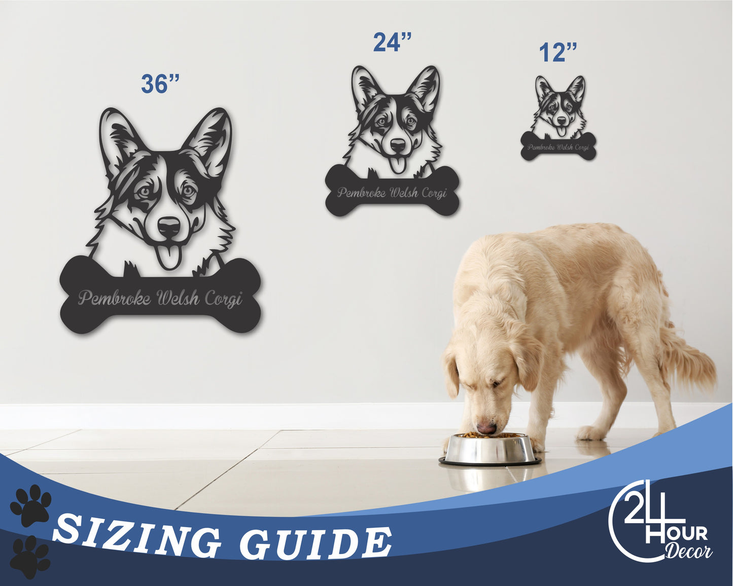 Custom Metal Pembroke Welsh Corgi Wall Art - Metal Dog Breed Sign - 20+ Color Options - Up to 46"