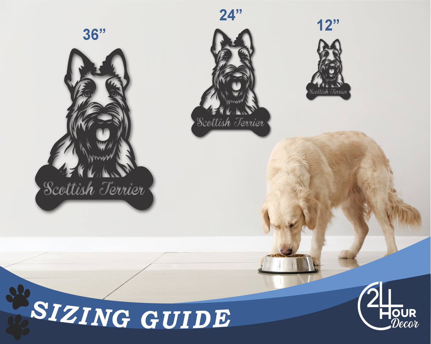 Custom Metal Scottish Terrier Wall Art - Metal Dog Breed Sign - 20+ Color Options - Up to 46"