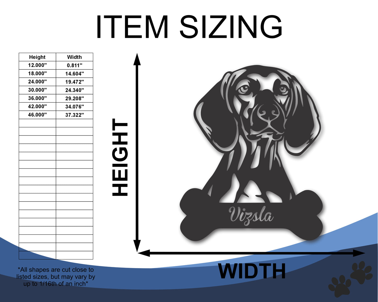 Custom Metal Vizsla Wall Art - Metal Dog Breed Sign - 20+ Color Options - Up to 46"
