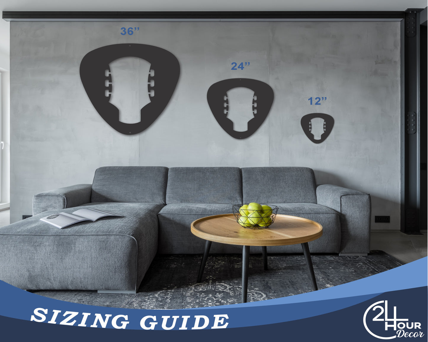 Custom Metal Guitar Pick Wall Art | Indoor Outdoor | Up to 46" | 20+ Color Options