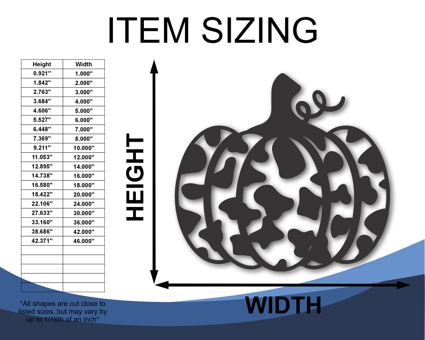 Custom Metal Cow Print Pumpkin Wall Art | Indoor Outdoor | Up to 46" | 20+ Color Options