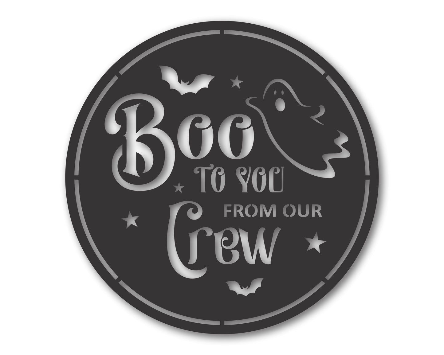 Custom Metal Boo To You From Our Crew Wall Art | Indoor Outdoor | Up to 46" | 20+ Color Options