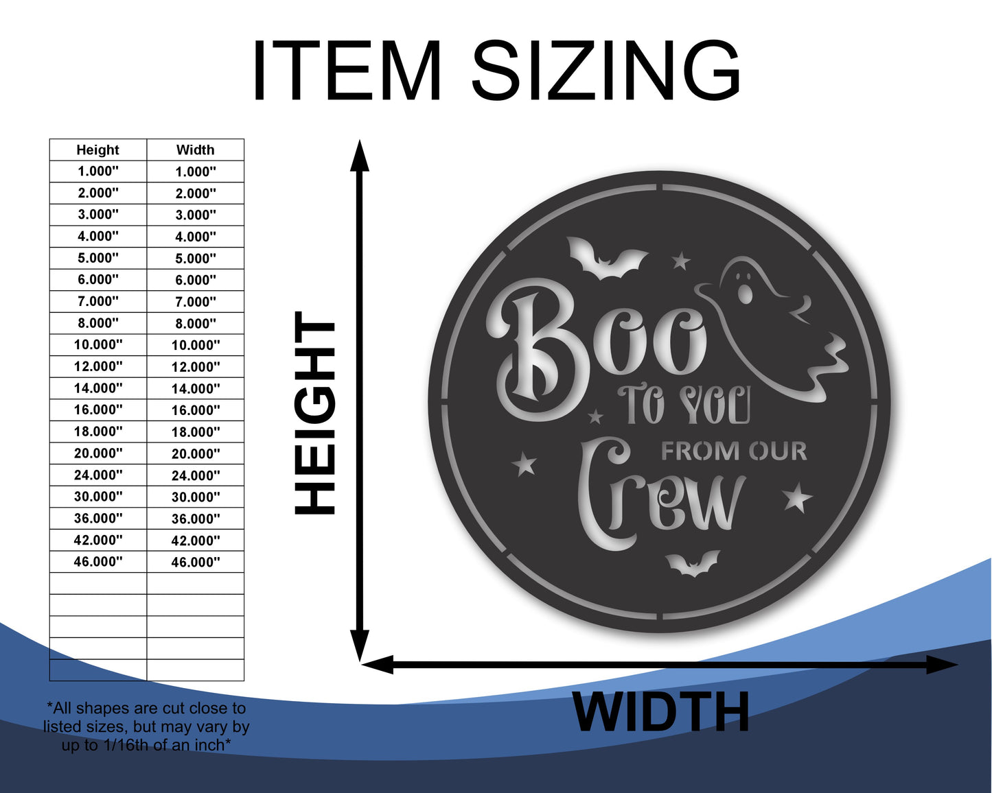 Custom Metal Boo To You From Our Crew Wall Art | Indoor Outdoor | Up to 46" | 20+ Color Options