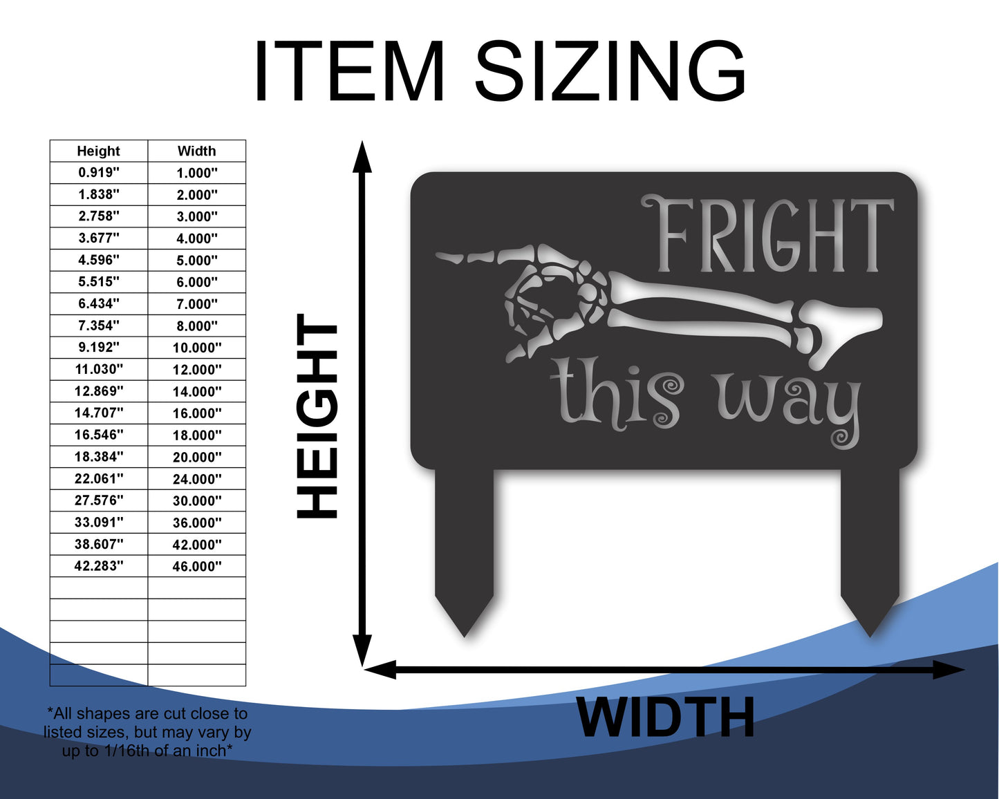 Custom Metal Fright This Way Yard Stake | Indoor Outdoor | Up to 46" | 20+ Color Options