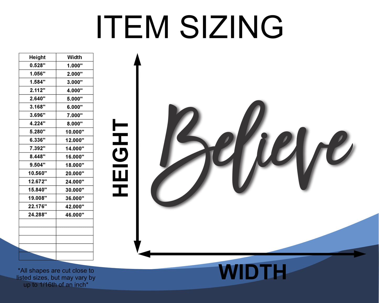 Custom Metal Believe Script Wall Art | Indoor Outdoor | Up to 46" | 20+ Color Options