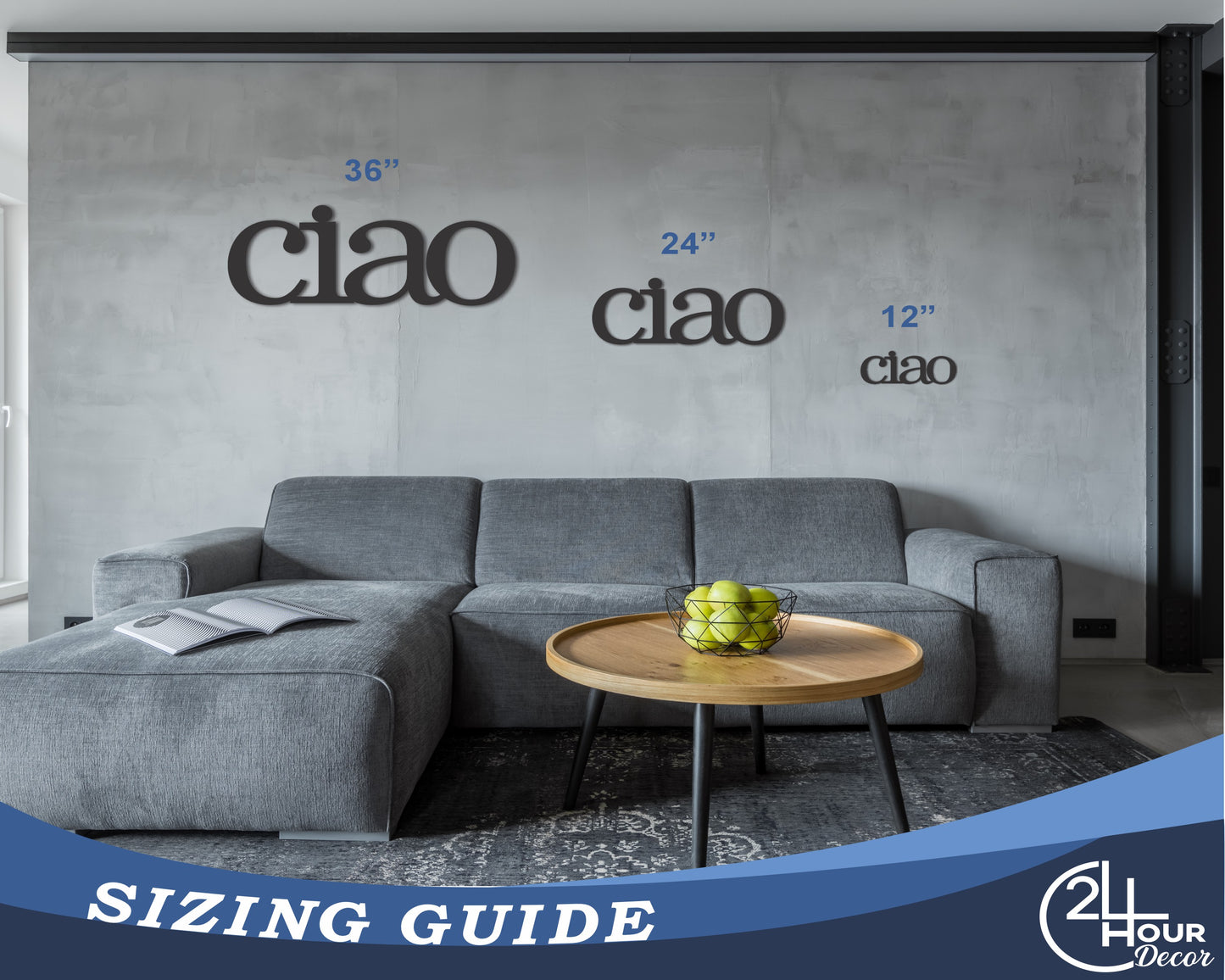 Custom Metal Ciao Wall Art | Indoor Outdoor | Up to 46" | 20+ Color Options