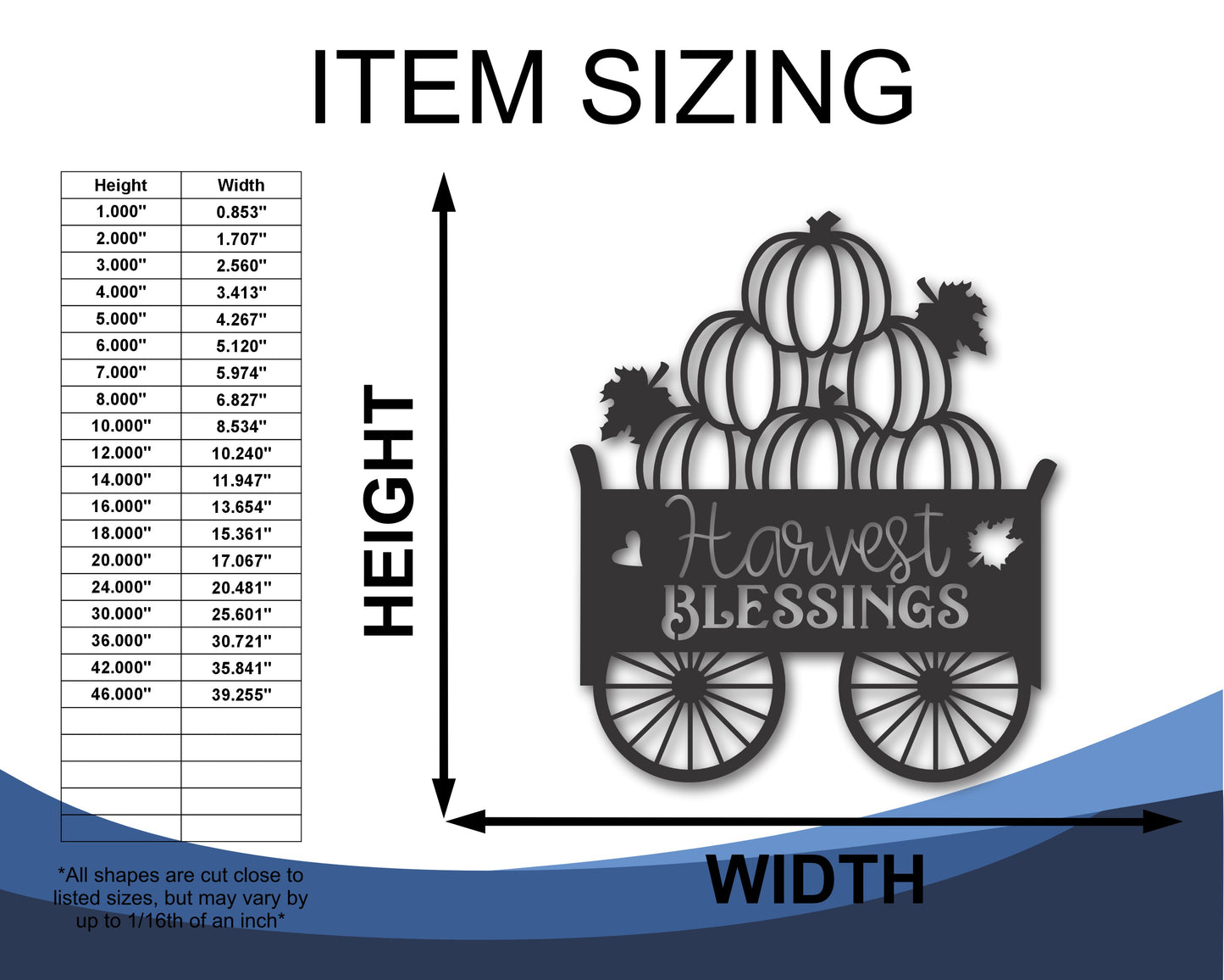 Custom Metal Harvest Blessing Wall Art | Indoor Outdoor | Up to 46" | 20+ Color Options