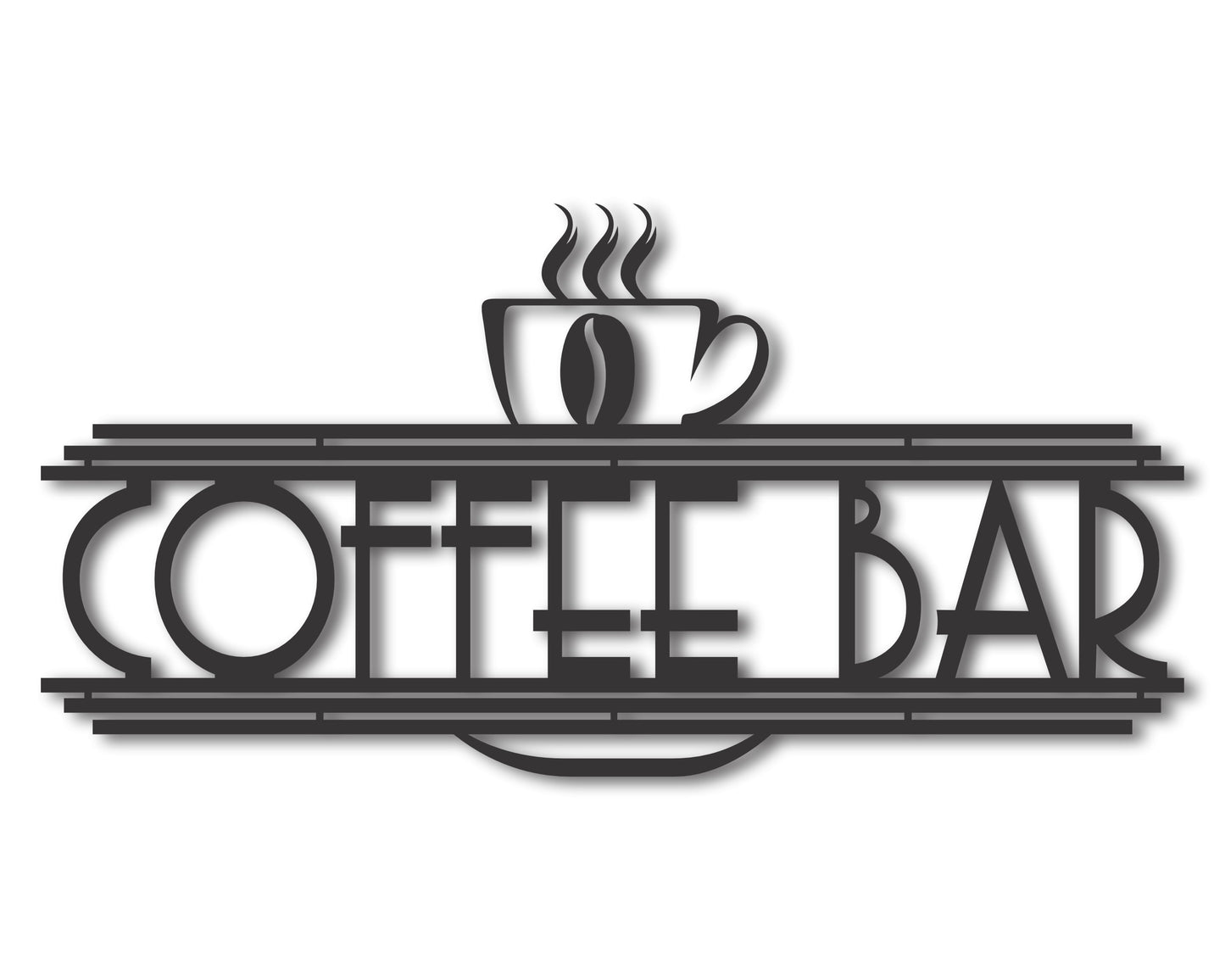 Custom Metal Coffee Bar Wall Art | Indoor Outdoor | Up to 46" | 20+ Color Options