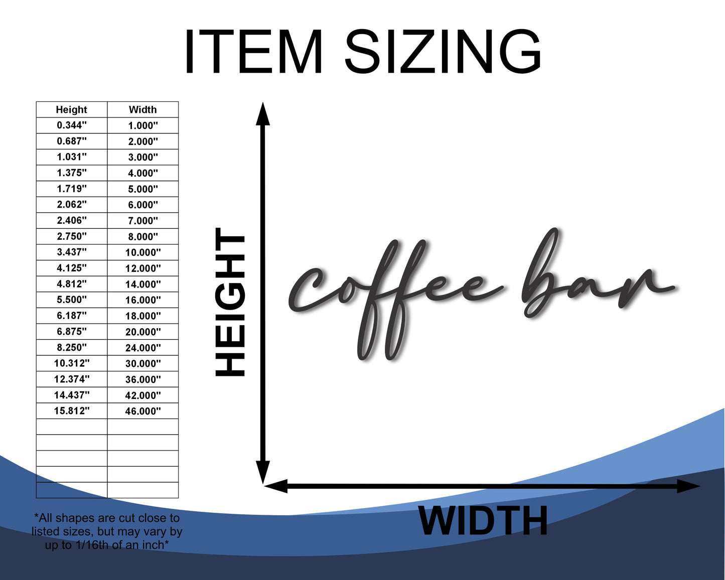 Custom Metal Coffee Bar Script Wall Art | Indoor Outdoor | Up to 46" | 20+ Color Options