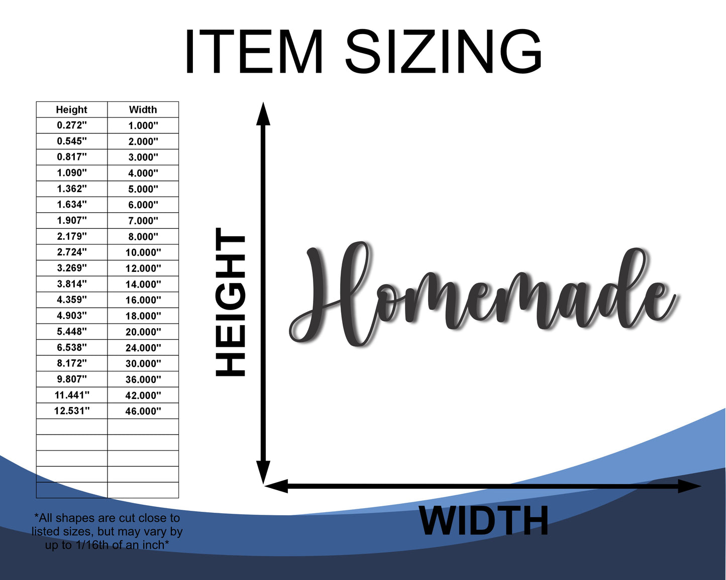Custom Metal Homemade Script Wall Art | Indoor Outdoor | Up to 46" | 20+ Color Options