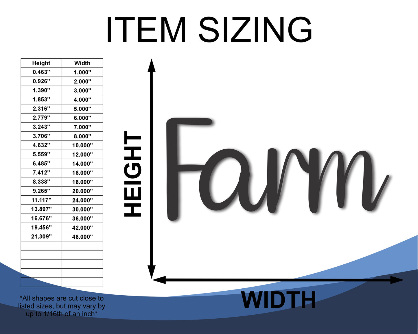 Custom Metal Farm Script Wall Art | Indoor Outdoor | Up to 46" | 20+ Color Options
