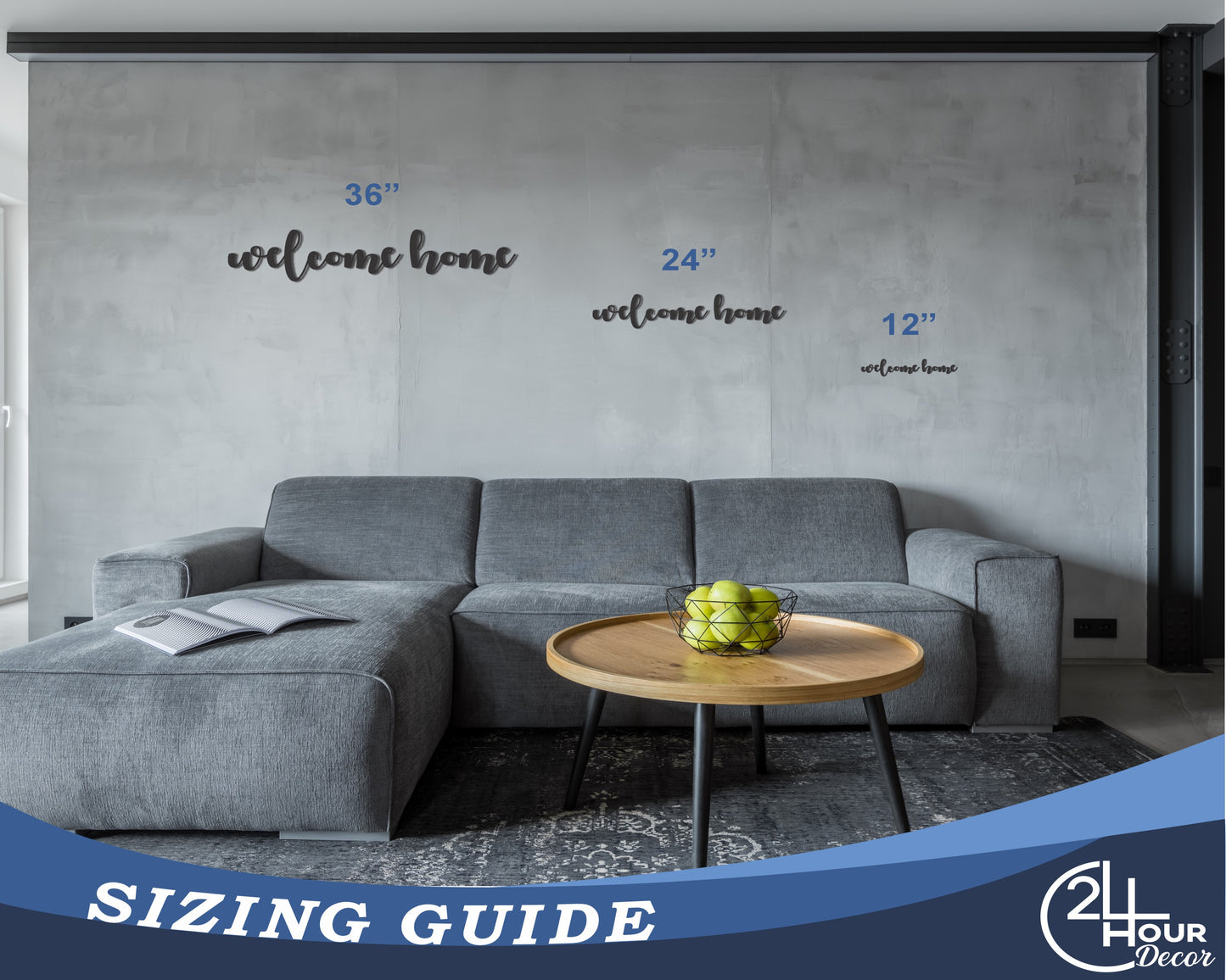 Custom Metal 2pc Welcome Home Script Wall Art | Indoor Outdoor | Up to 46" | 20+ Color Options