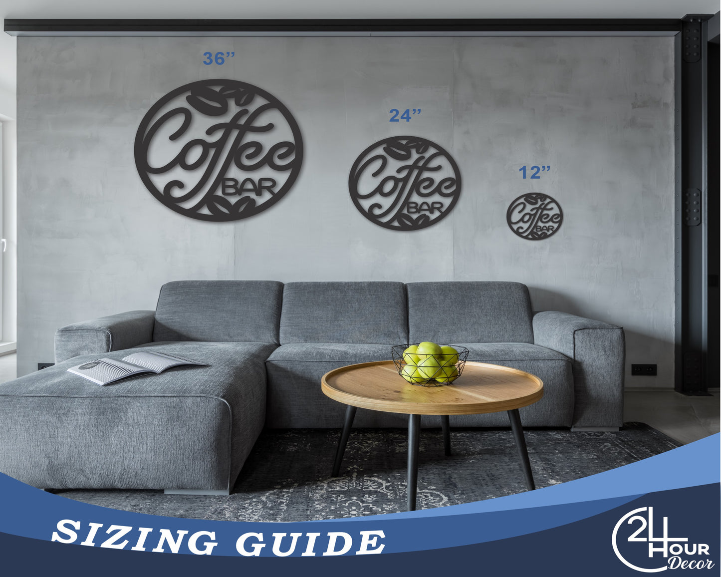 Custom Metal Circle Coffee Bar Wall Art | Indoor Outdoor | Up to 46" | 20+ Color Options