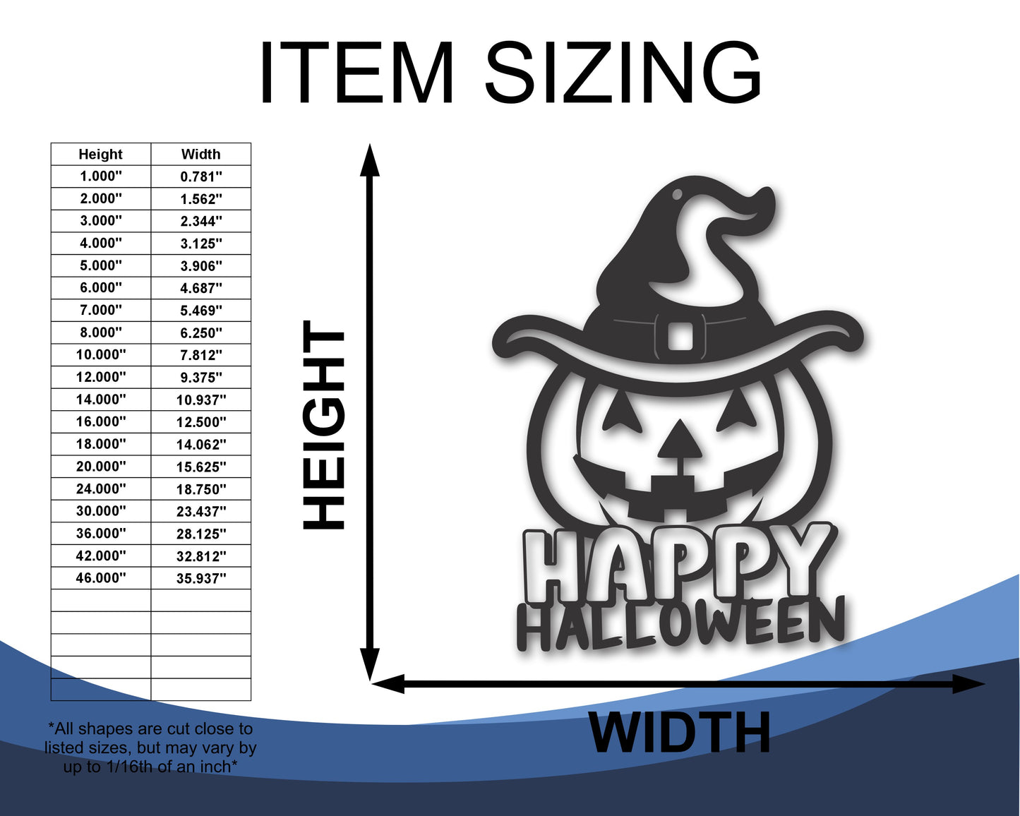Custom Metal Happy Halloween Witch Pumpkin Wall Art | Indoor Outdoor | Up to 46" | 20+ Color Options