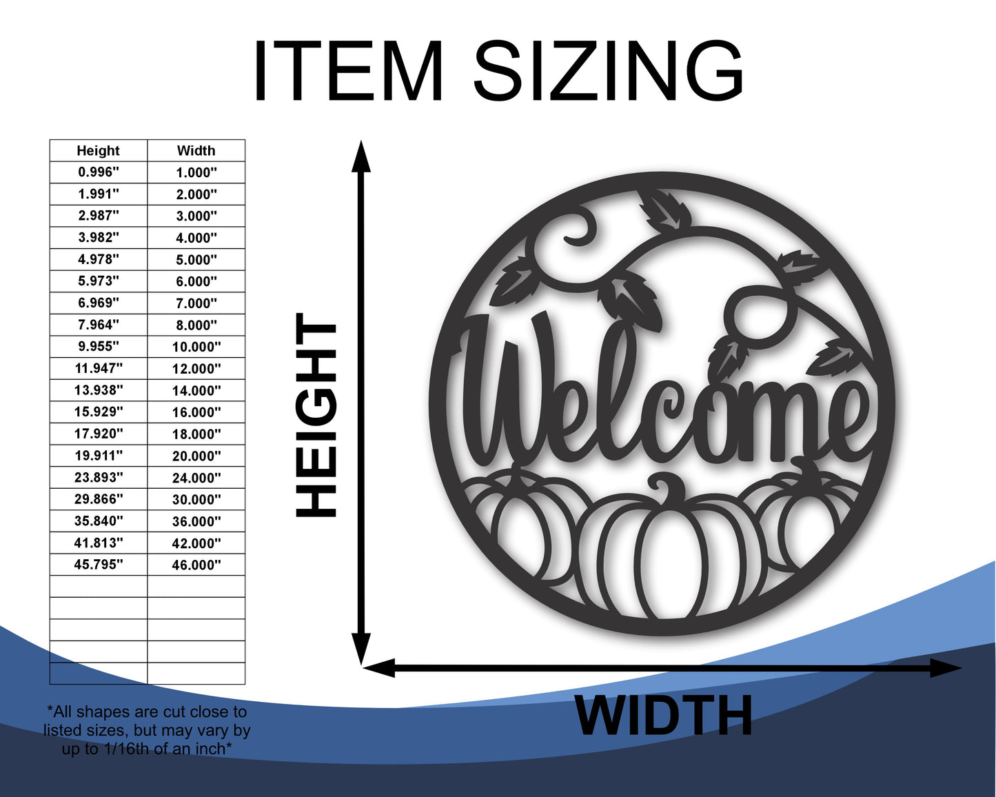 Custom Metal Welcome Autumn Wall Art | Indoor Outdoor | Up to 46" | 20+ Color Options
