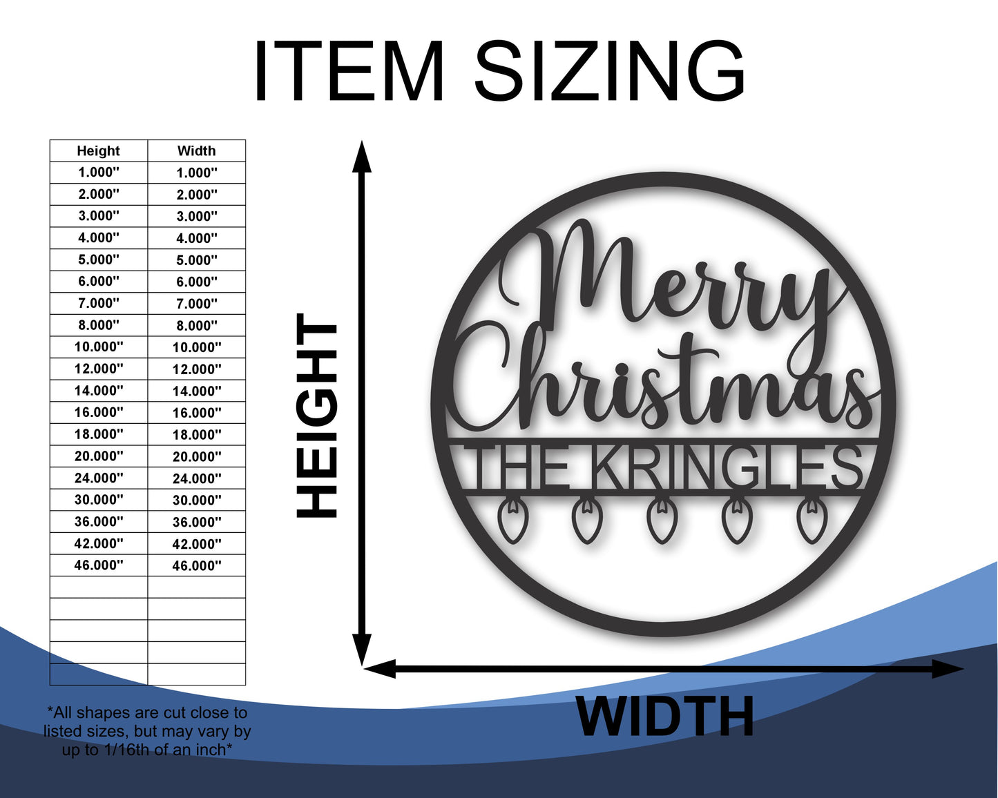 Custom Metal Christmas Lights Merry Christmas Wall Art | Indoor Outdoor | Up to 46" | 20+ Color Options