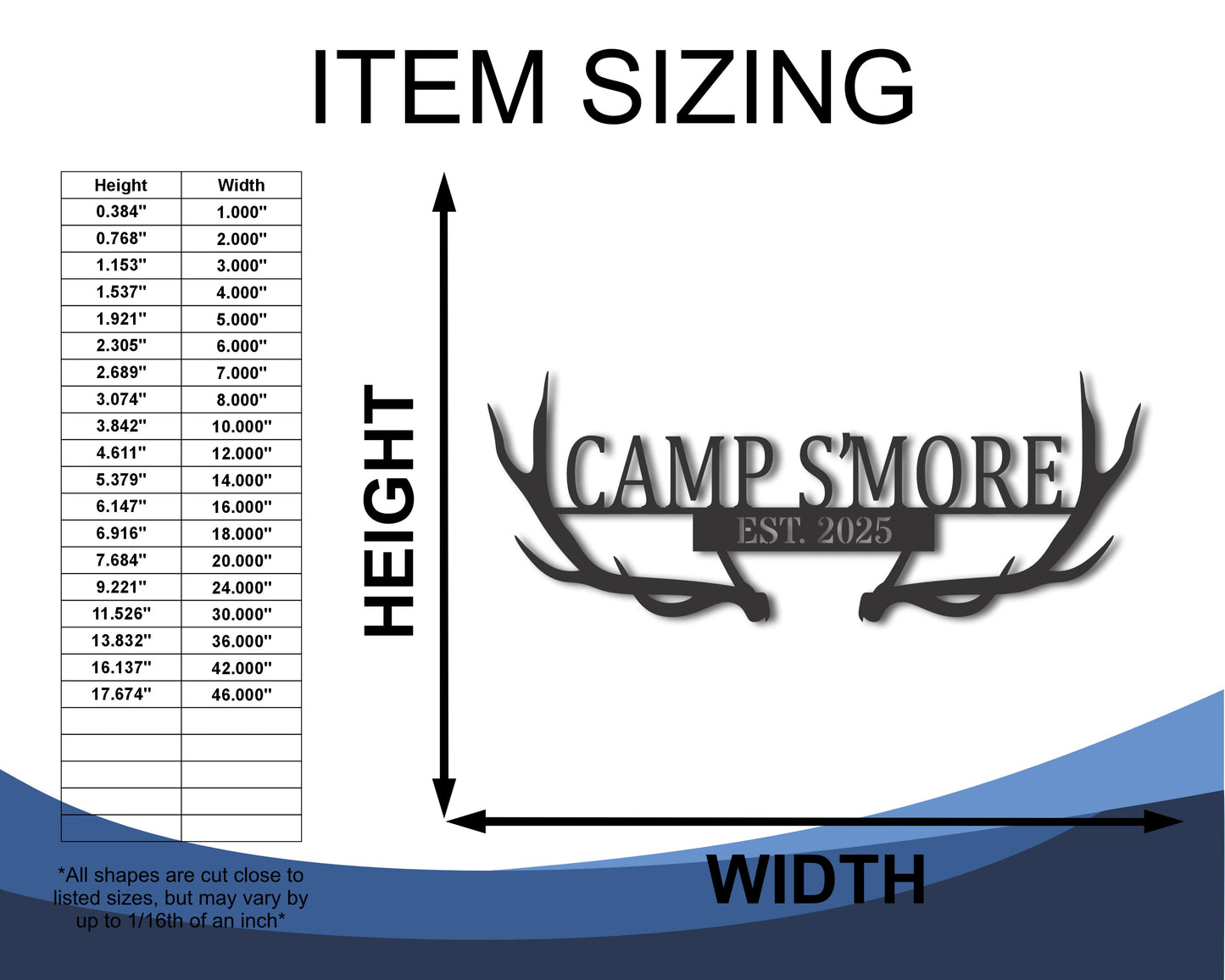 Custom Metal Antler Name Wall Art | Indoor Outdoor | Up to 46" | 20+ Color Options