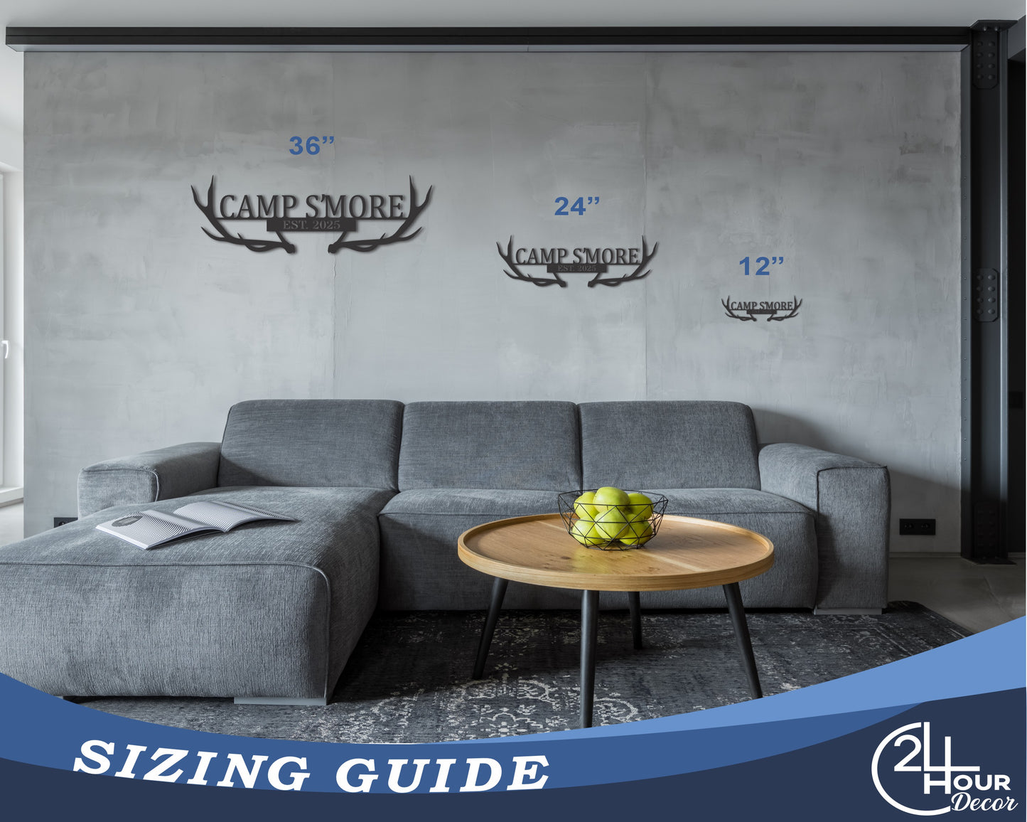 Custom Metal Antler Name Wall Art | Indoor Outdoor | Up to 46" | 20+ Color Options