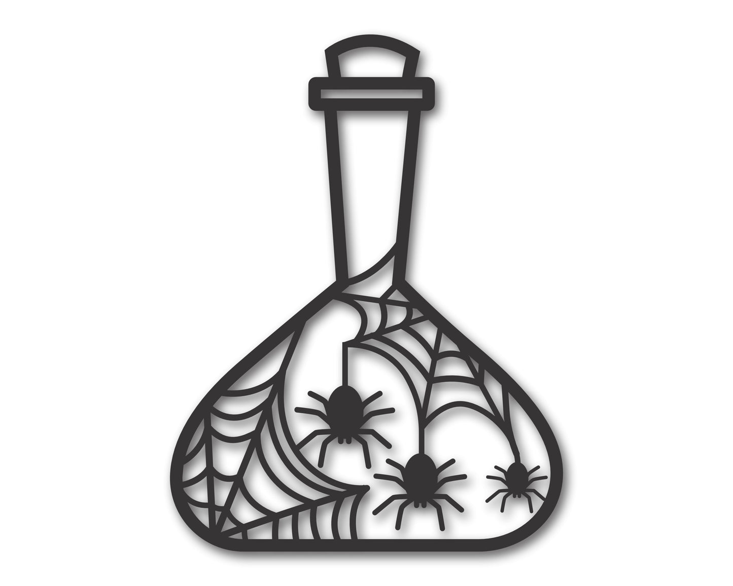 Custom Metal Halloween Spider Potion Bottle Wall Art | Indoor Outdoor | Up to 46" | 20+ Color Options