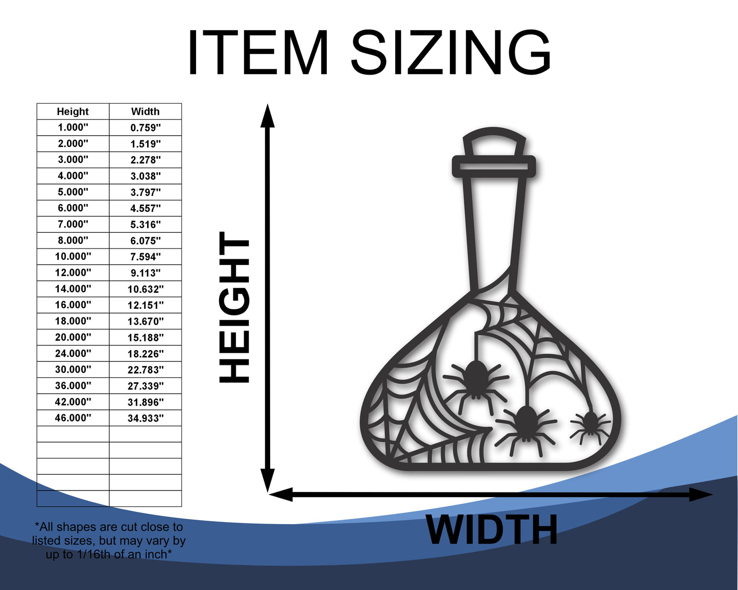 Custom Metal Halloween Spider Potion Bottle Wall Art | Indoor Outdoor | Up to 46" | 20+ Color Options