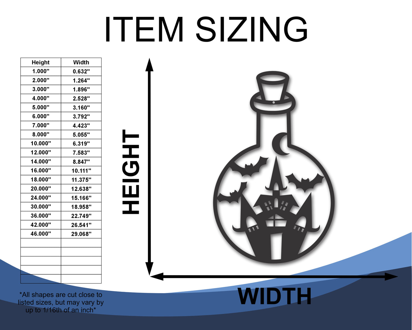 Custom Metal Halloween Haunted House Potion Bottle Wall Art | Indoor Outdoor | Up to 46" | 20+ Color Options