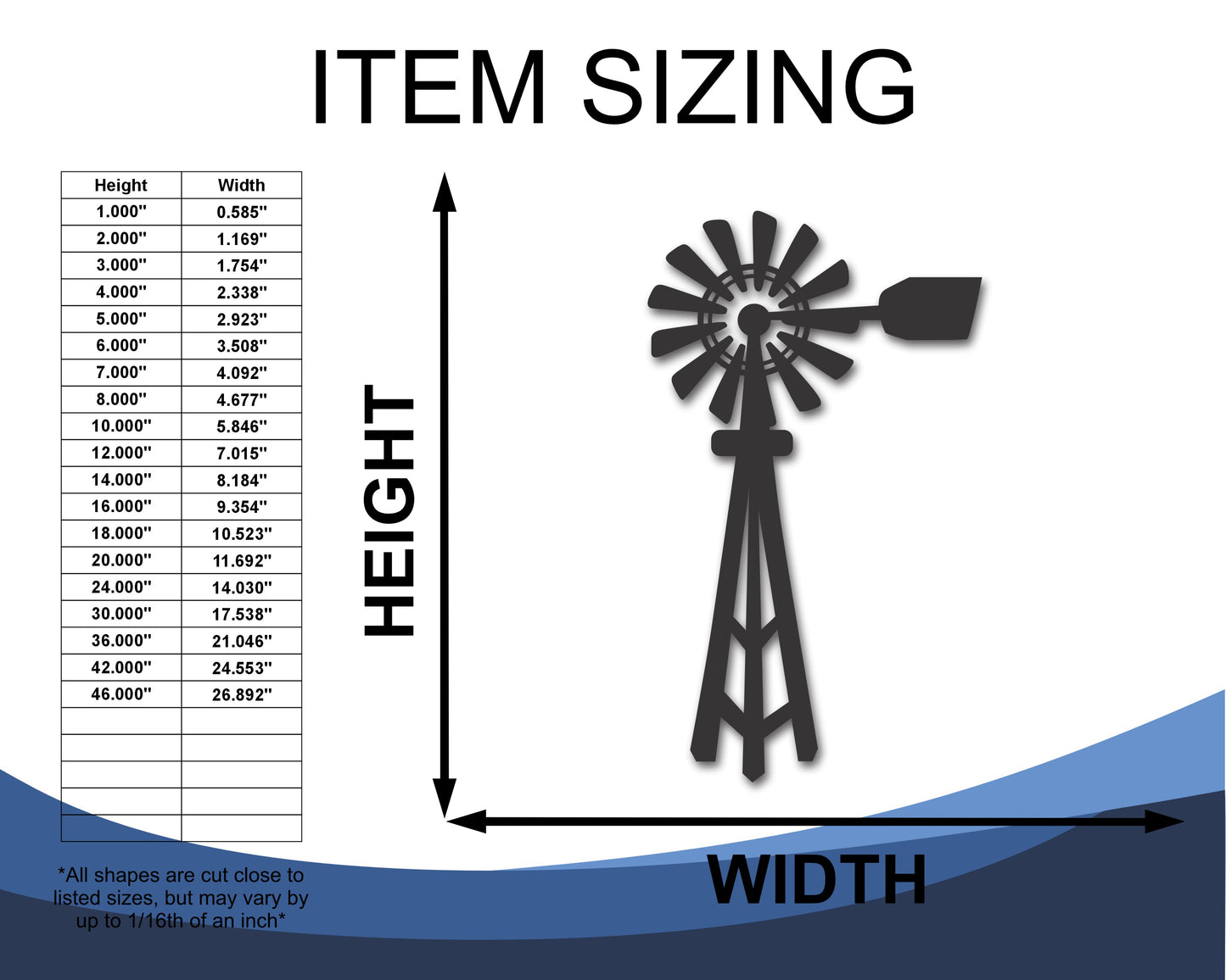 Custom Metal Wind Mill Wall Art | Indoor Outdoor | Up to 46" | 20+ Color Options