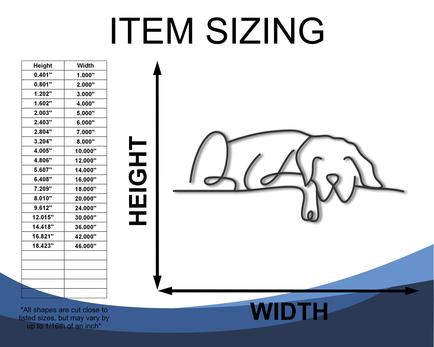 Custom Metal Cute Dog Wall Art | Indoor Outdoor | Up to 46" | 20+ Color Options