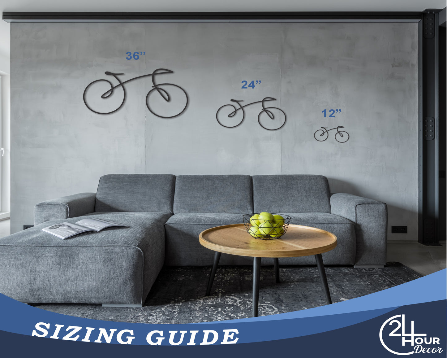 Custom Metal Bicycle Wall Art | Indoor Outdoor | Up to 46" | 20+ Color Options