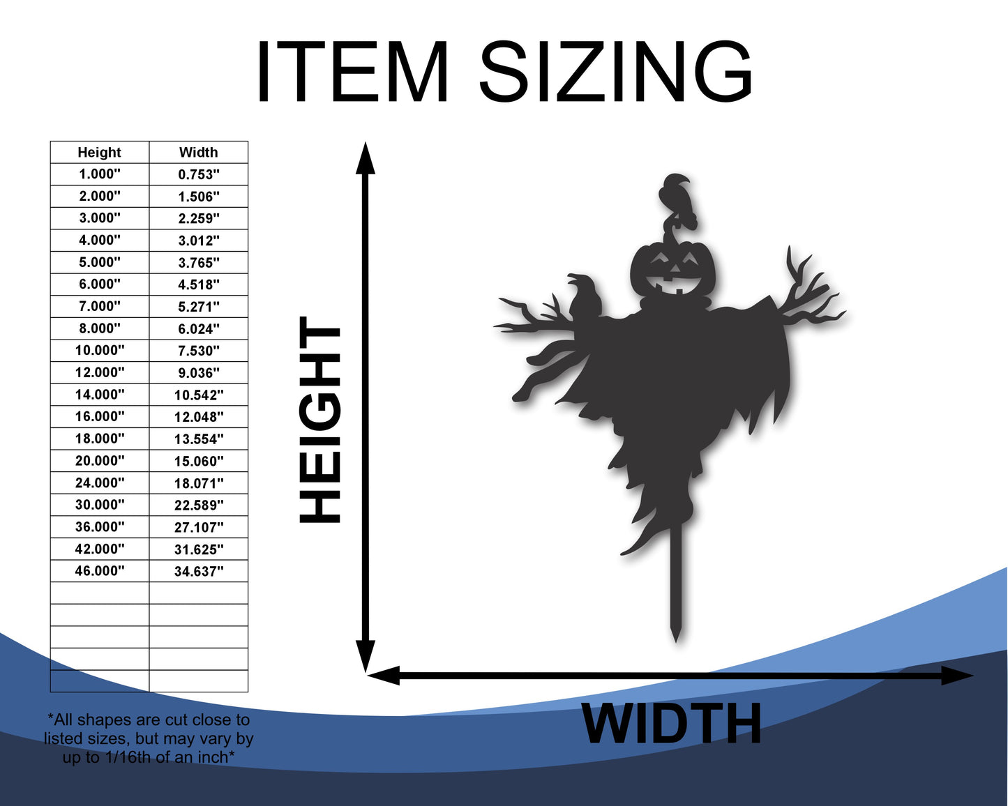 Custom Metal Spooky Scarecrow Wall Art | Indoor Outdoor | Up to 46" | 20+ Color Options