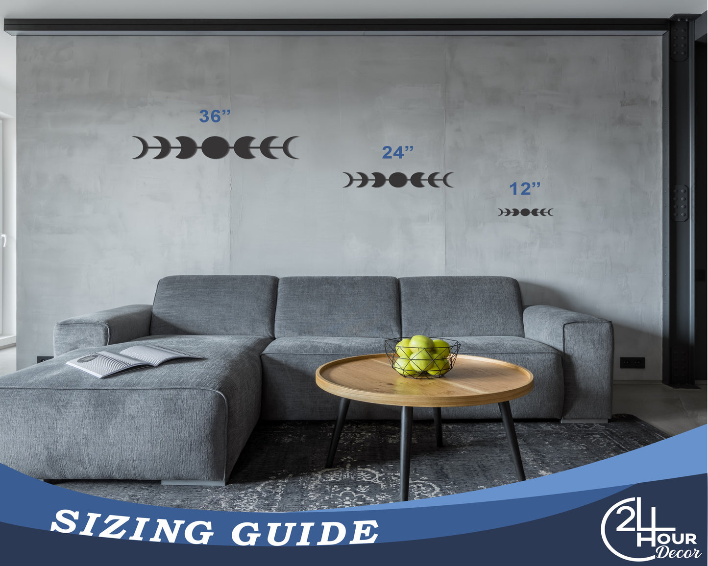 Custom Metal Moon Phases Wall Art | Indoor Outdoor | Up to 46" | 20+ Color Options