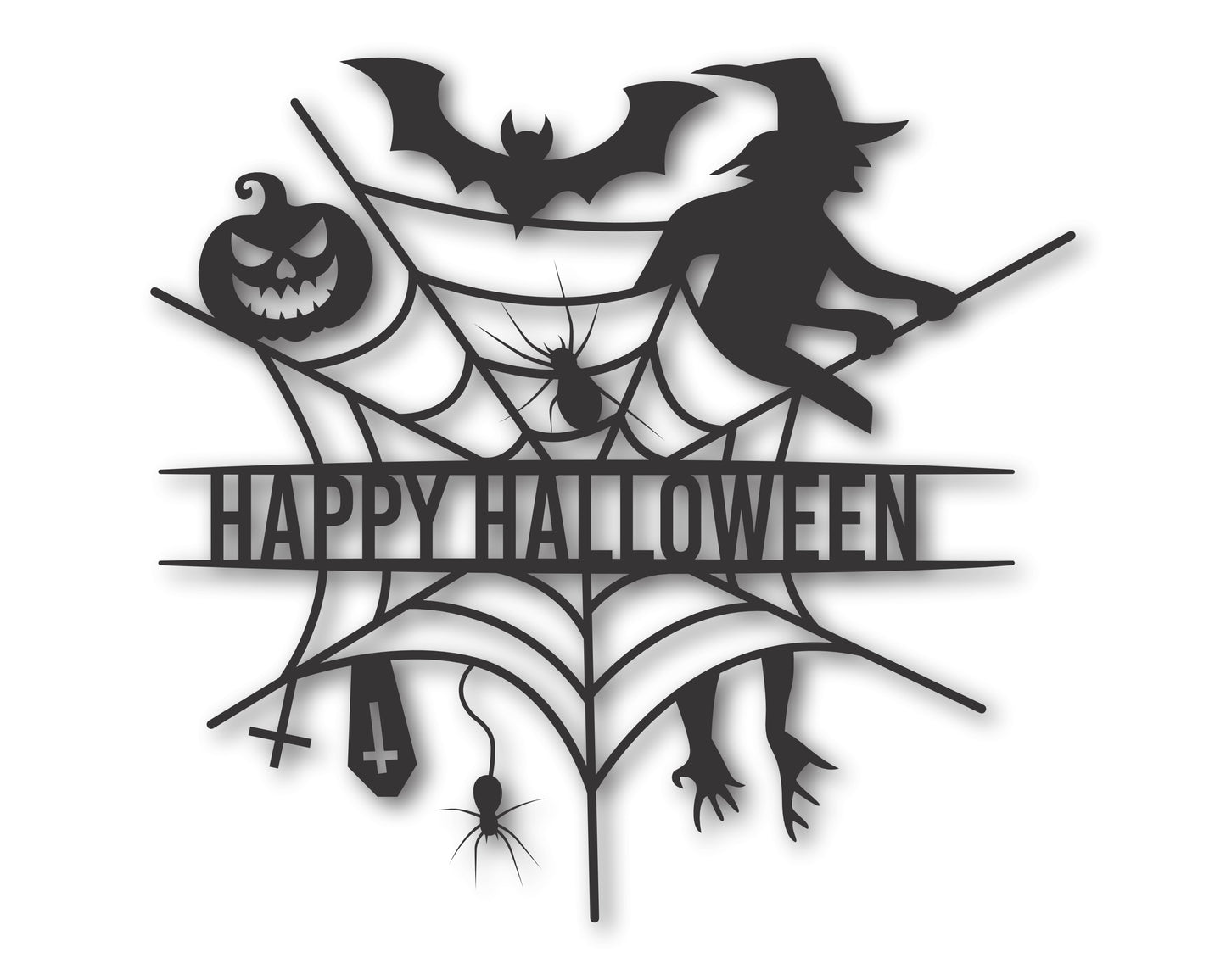 Custom Metal Happy Halloween Wall Art | Indoor Outdoor | Up to 46" | 20+ Color Options