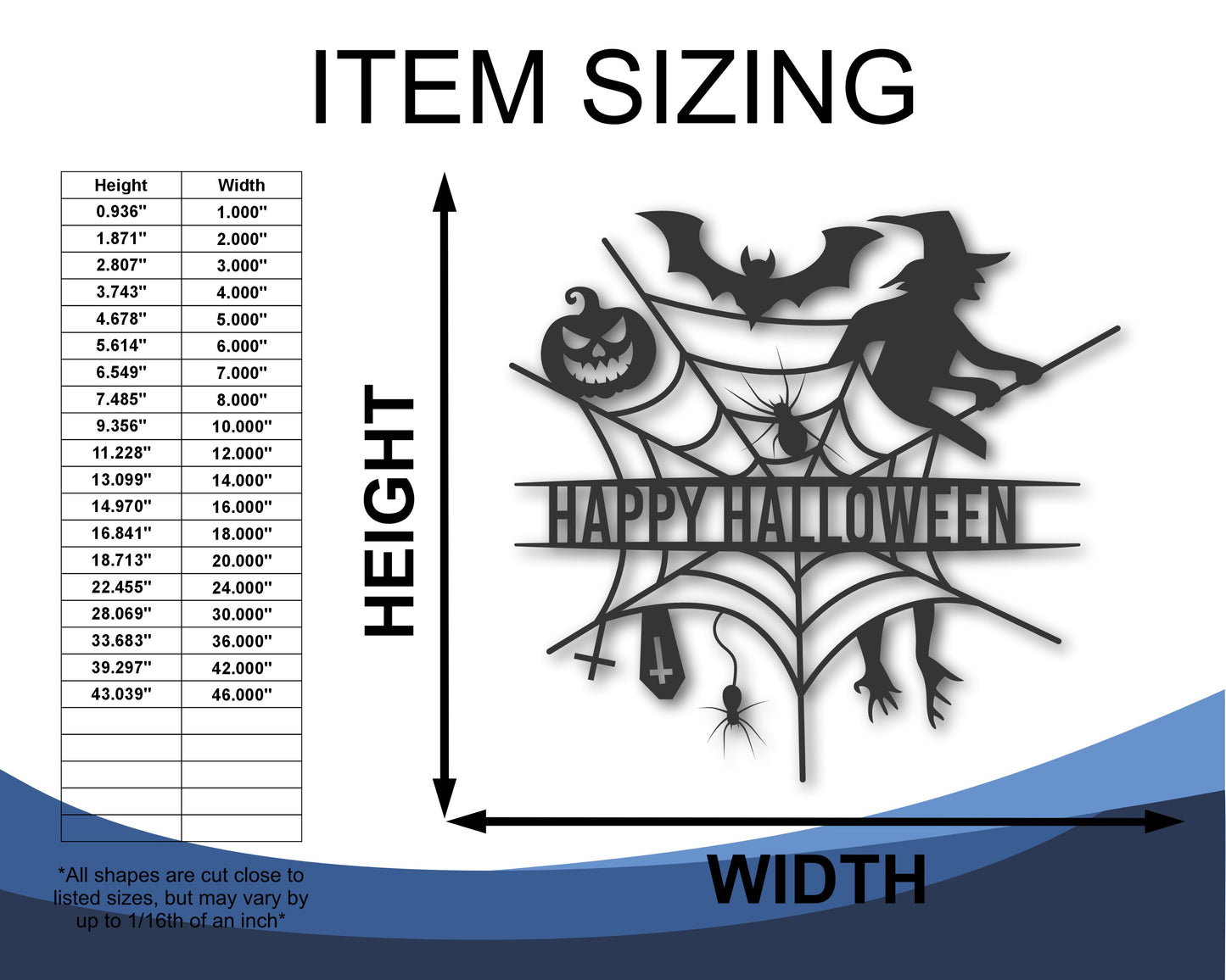 Custom Metal Happy Halloween Wall Art | Indoor Outdoor | Up to 46" | 20+ Color Options