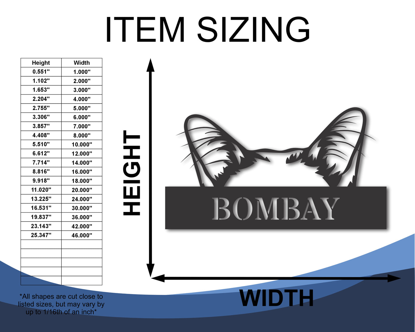 Custom Metal Bombay Cat Wall Art - Metal Cat Breed Sign - 20+ Color Options - Up to 46"