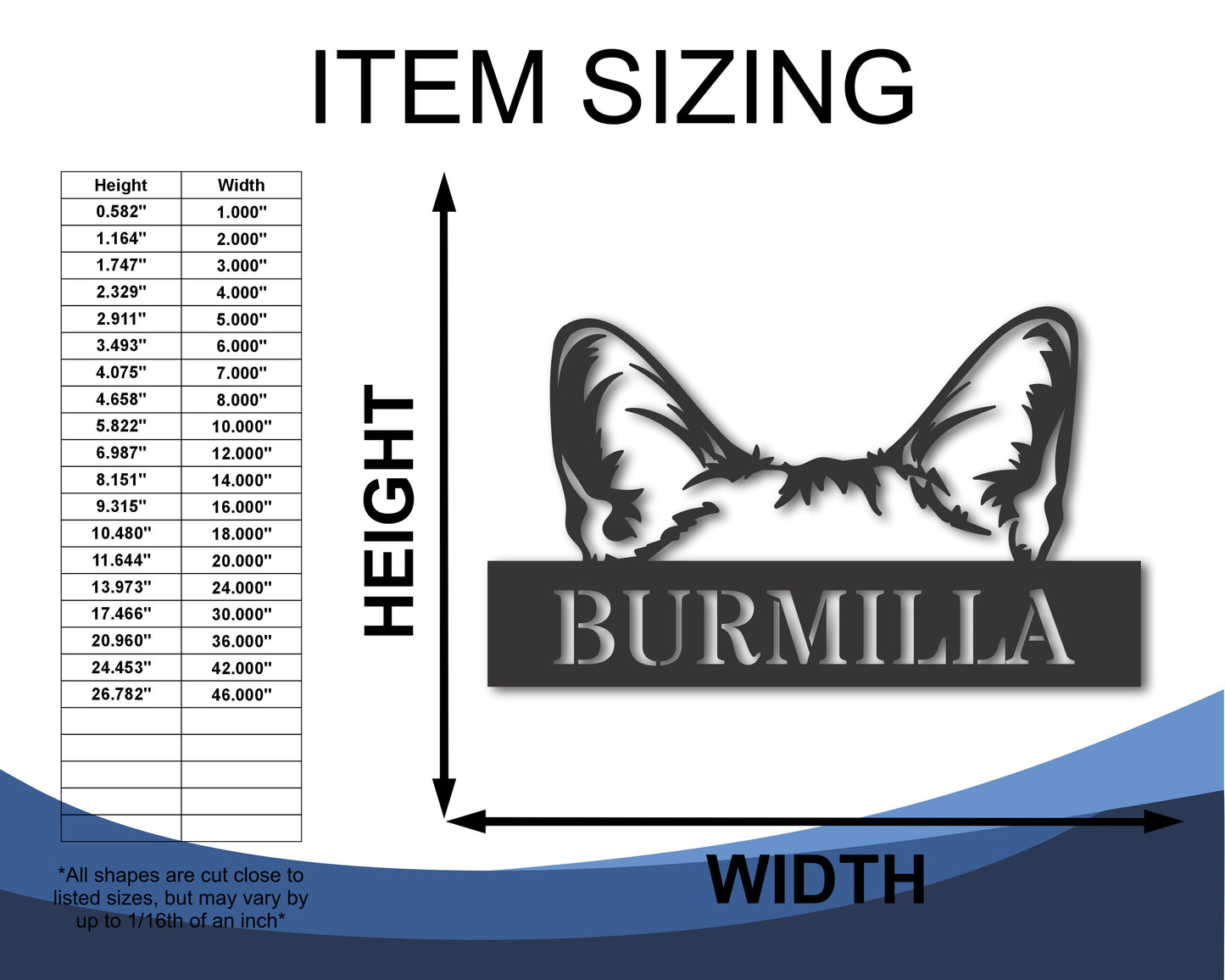 Custom Metal Burmilla Cat Wall Art - Metal Cat Breed Sign - 20+ Color Options - Up to 46"