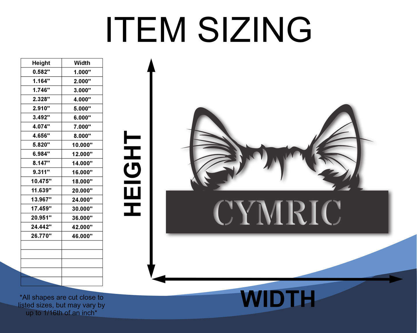 Custom Metal Cymric Cat Wall Art - Metal Cat Breed Sign - 20+ Color Options - Up to 46"