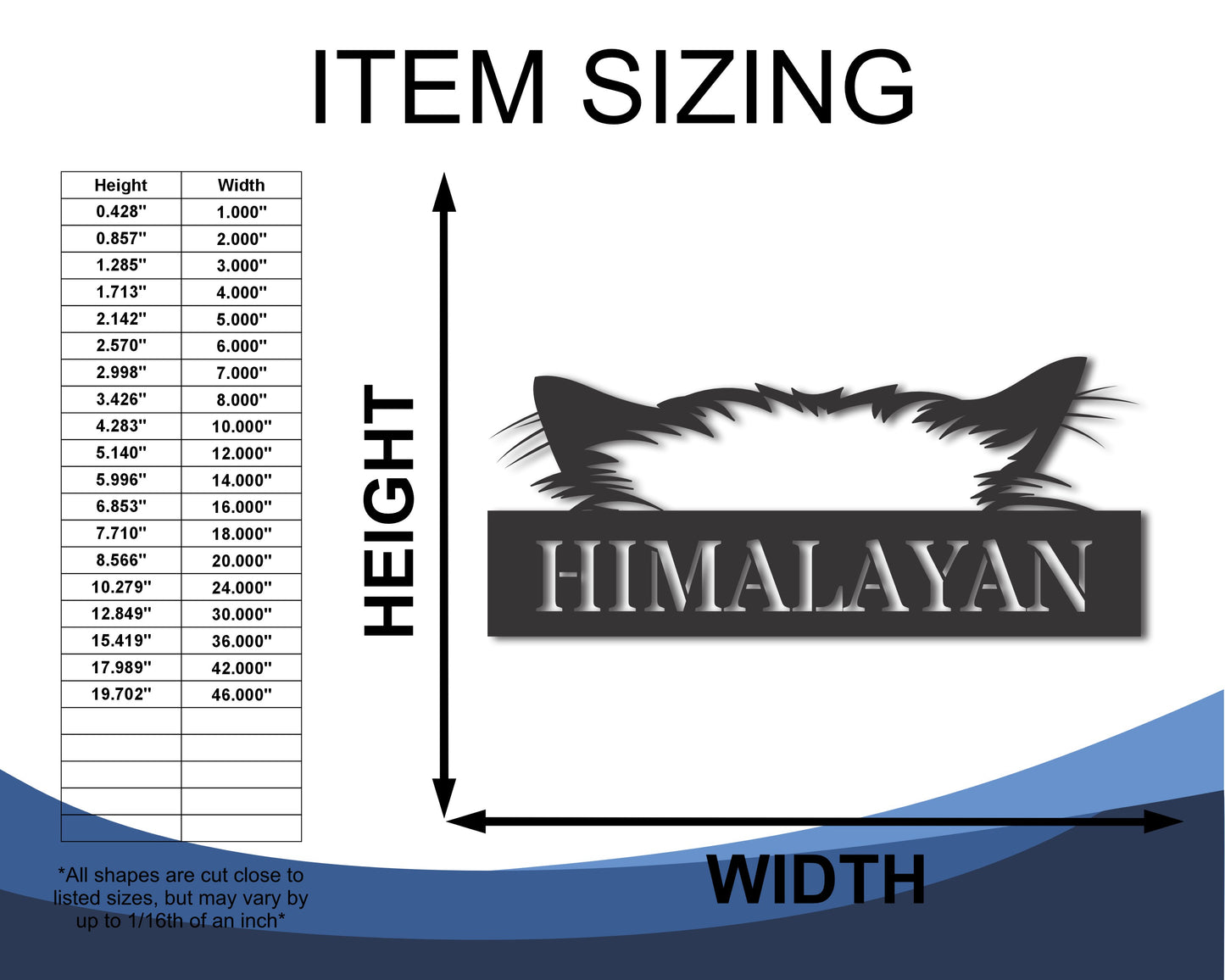 Custom Metal Himalayan Cat Wall Art - Metal Cat Breed Sign - 20+ Color Options - Up to 46"